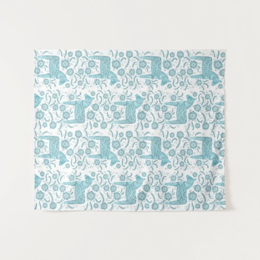 Zweeds Dala Horse Green en White Tapestry Wandkleed (Voorkant (horizontaal))