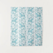 Zweeds Dala Horse Green en White Tapestry Wandkleed (Voorkant)