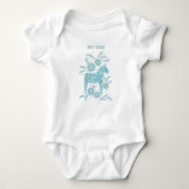 Zweeds Dala Horse Green Tiny Viking Baby Bodysuit (Voorkant)