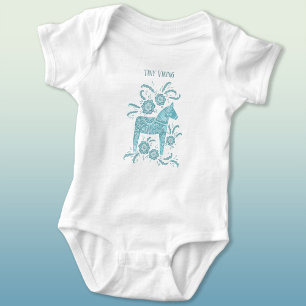 Zweeds Dala Horse Green Tiny Viking Baby Bodysuit