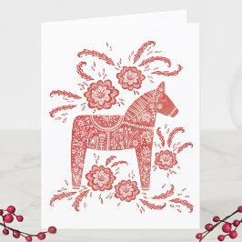 Zweeds Dala Horse Holiday Card Feestdagen Kaart