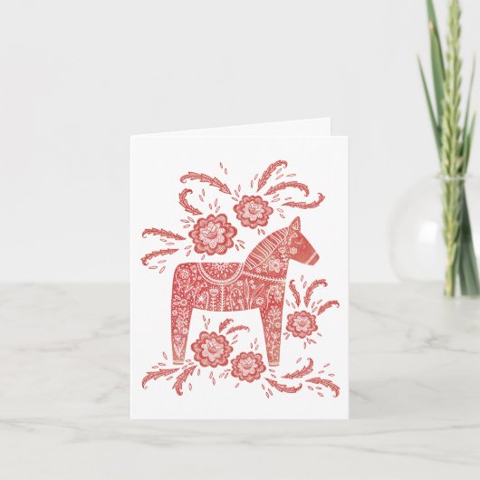 Zweeds Dala Horse Holiday Card Feestdagen Kaart (Voorkant)