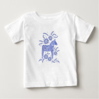Zweeds Dala Horse Indigo Blue Baby T-Shirt