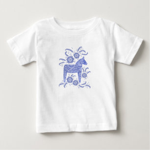 Zweeds Dala Horse Indigo Blue Baby T-Shirt