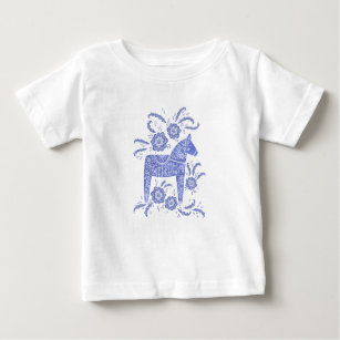 Zweeds Dala Horse Indigo Blue Baby T-Shirt