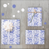 Zweeds Dala Horse Indigo Blue en White Folk Art Inpakpapier Vel