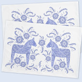 Zweeds Dala Horse Indigo Blue en White Kussensloop