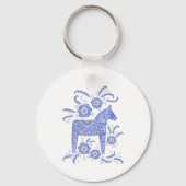 Zweeds Dala Horse Indigo Blue en White Sleutelhanger (Achterkant)