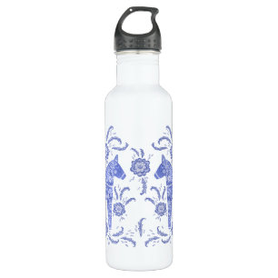 Zweeds Dala Horse Indigo Blue en White Waterfles