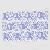 Zweeds Dala Horse Indigo Blue Folk Art Golf Towel Golfhanddoek (Horizontaal)