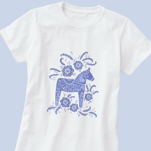 Zweeds Dala Horse Indigo Blue T-shirt