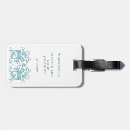 Zweeds Dala Horse Monogram Bagagelabel (Achterkant horizontaal)