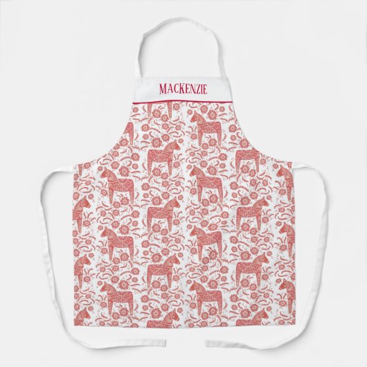 Zweeds Dala Horse Pattern gepersonaliseerd Schort (Voorkant)