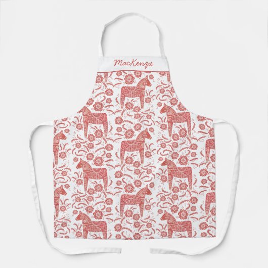 Zweeds Dala Horse Pattern gepersonaliseerd Schort (Voorkant)