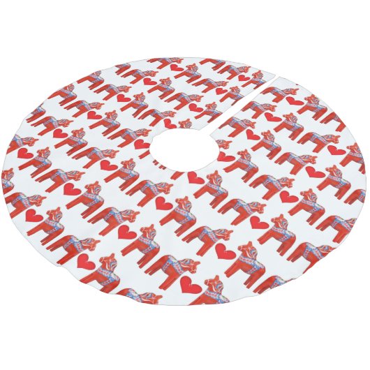 Zweeds Dala Horse Pattern met hart Kerstboom Rok (Gekanteld)