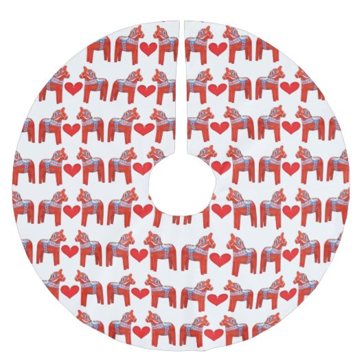 Zweeds Dala Horse Pattern met hart Kerstboom Rok (Voorkant)