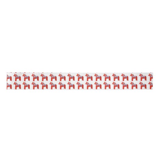 Zweeds Dala Horse Pattern Satijnen Lint (Voorkant)