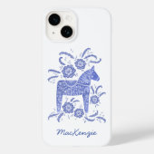 Zweeds Dala Horse Persoonlijk Blauw Case-Mate iPhone Case (Achterkant)