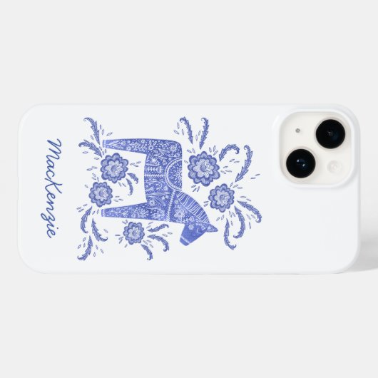 Zweeds Dala Horse Persoonlijk Blauw Case-Mate iPhone Case (Achterkant (horizontaal))
