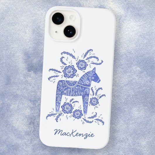 Zweeds Dala Horse Persoonlijk Blauw Case-Mate iPhone Case