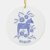 Zweeds Dala Horse Persoonlijk Blauw Keramisch Ornament (Voorkant)