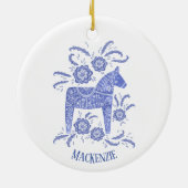 Zweeds Dala Horse Persoonlijk Blauw Keramisch Ornament (Achterkant)