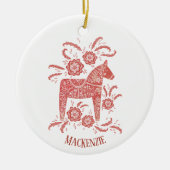 Zweeds Dala Horse Persoonlijk Rode Keramisch Ornament (Voorkant)
