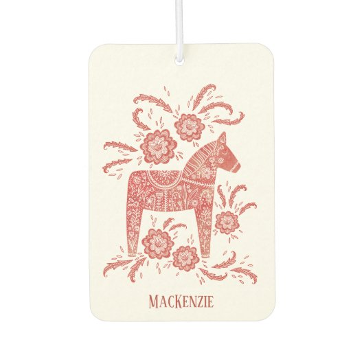 Zweeds Dala Horse Persoonlijk Rode Luchtverfrisser (Voorkant)