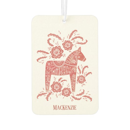 Zweeds Dala Horse Persoonlijk Rode Luchtverfrisser (Achterkant)