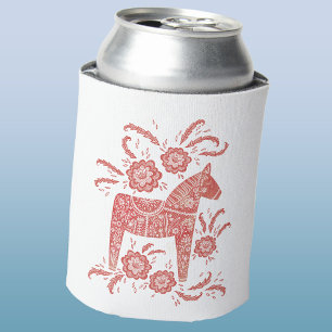 Zweeds Dala Horse Red en White Blikjeskoeler