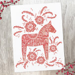 Zweeds Dala Horse Red en White Briefkaart<br><div class="desc">Een traditioneel Zweeds Dala Horse-ontwerp. Originele kunst van Nic Squirrell.</div>