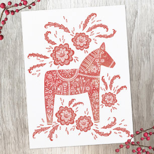 Zweeds Dala Horse Red en White Briefkaart