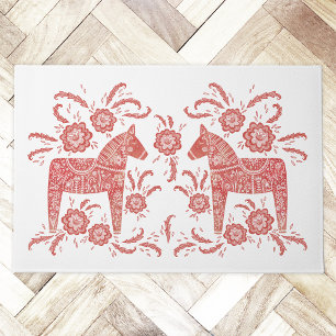 Zweeds Dala Horse Red en White Deurmat