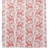 Zweeds Dala Horse Red en White Douchegordijn (Voorkant)