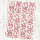 Zweeds Dala Horse Red en White Fleece Deken