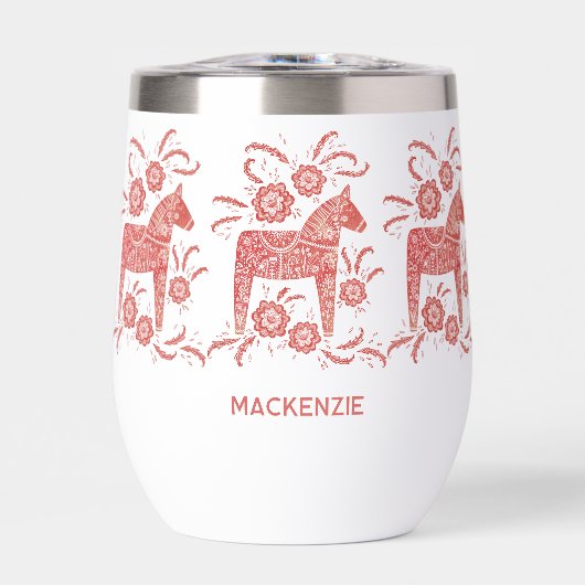 Zweeds Dala Horse Red en White, gepersonaliseerd (Voorkant)