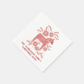 Zweeds Dala Horse Red en White, gepersonaliseerd Servet (Hoek)