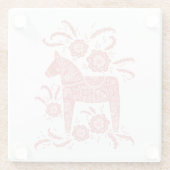 Zweeds Dala Horse Red en White Glazen Onderzetter (Achterkant)
