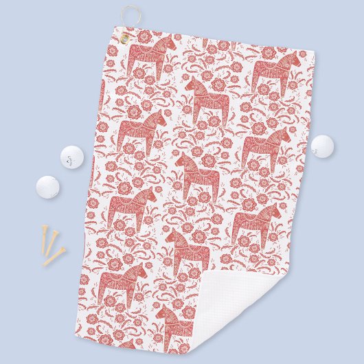 Zweeds Dala Horse Red en White Golfhanddoek