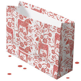 Zweeds Dala Horse Red en White Groot Cadeauzakje