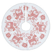 Zweeds Dala Horse Red en White Kerstboom Rok (Voorkant)