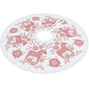 Zweeds Dala Horse Red en White Kerstboom Rok