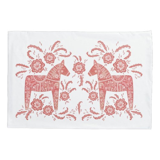 Zweeds Dala Horse Red en White Kussensloop (Achterkant-Links)