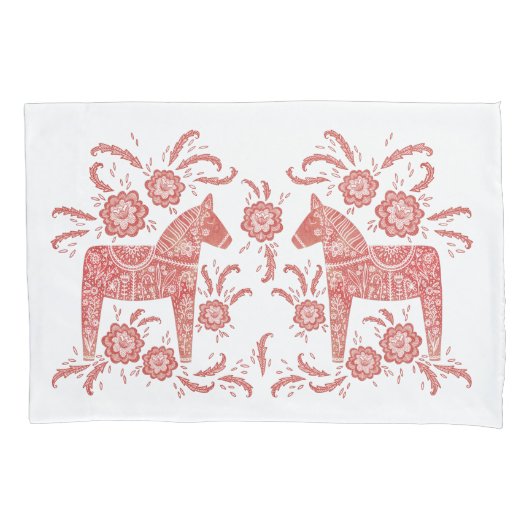 Zweeds Dala Horse Red en White Kussensloop (Voorkant-Links)