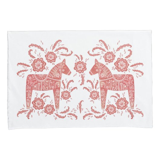 Zweeds Dala Horse Red en White Kussensloop (Voorkant-Rechts)