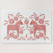 Zweeds Dala Horse Red en White Legpuzzel (Horizontaal)