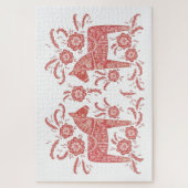 Zweeds Dala Horse Red en White Legpuzzel (Verticaal)