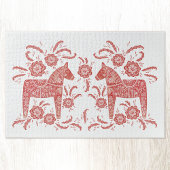 Zweeds Dala Horse Red en White Legpuzzel