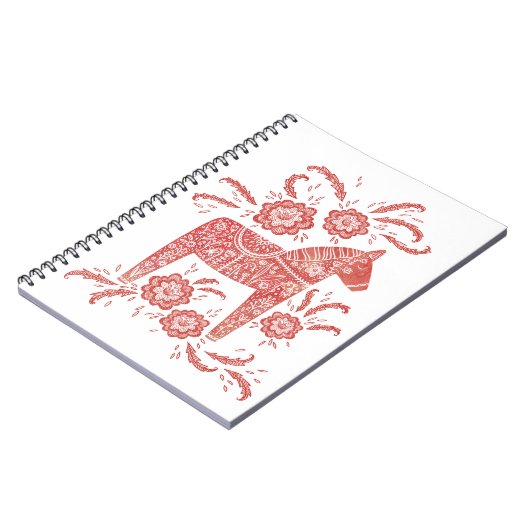 Zweeds Dala Horse Red en White Notitieboek (Linkerzijde)