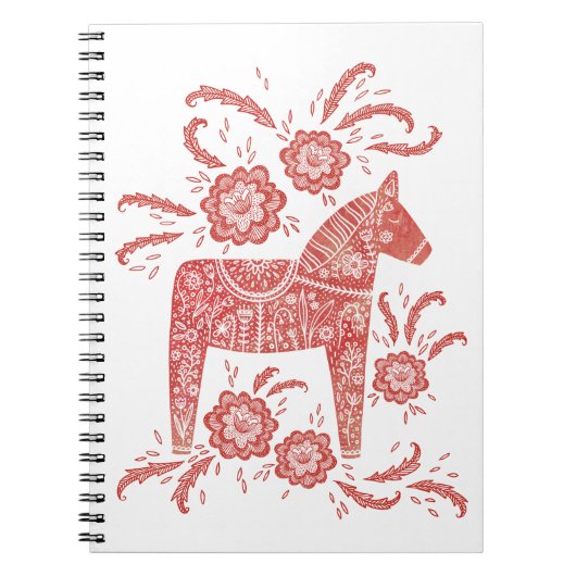 Zweeds Dala Horse Red en White Notitieboek (Voorkant)